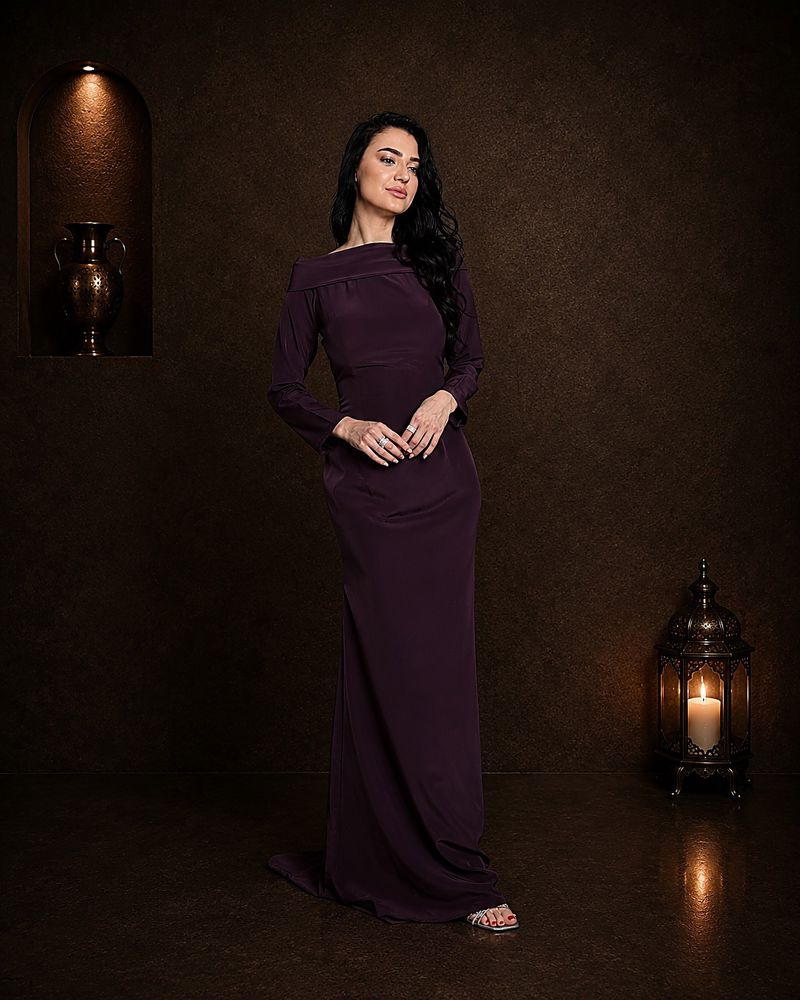  Elegant Evening Dress - Plum Purple_thumbnail_4