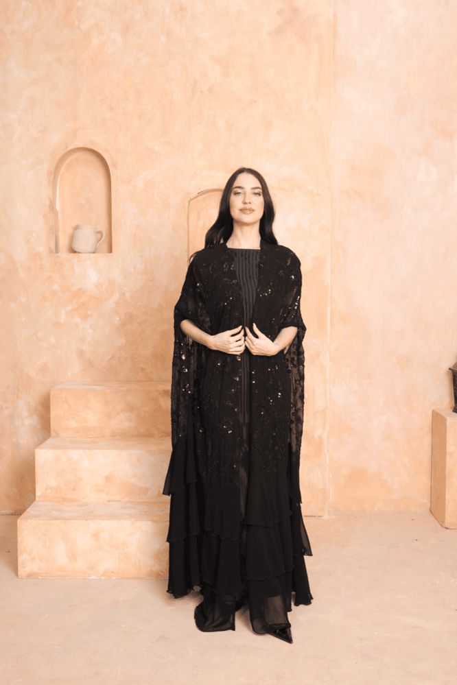 Chiffon Abaya with Inner Lining and Black Shayla_thumbnail_0