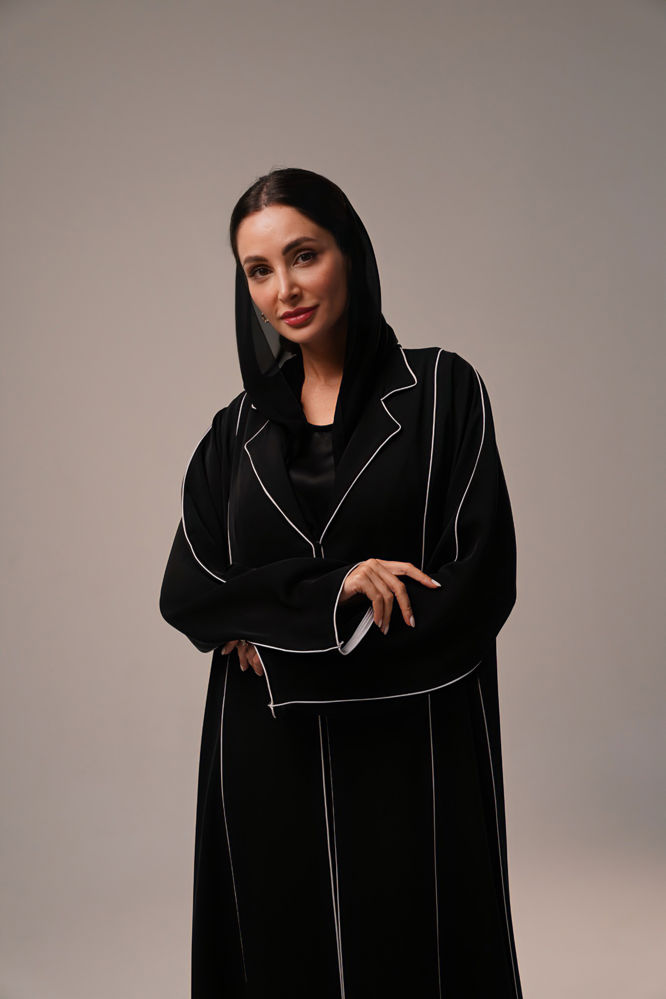 Classic black abaya with white lines_thumbnail_1