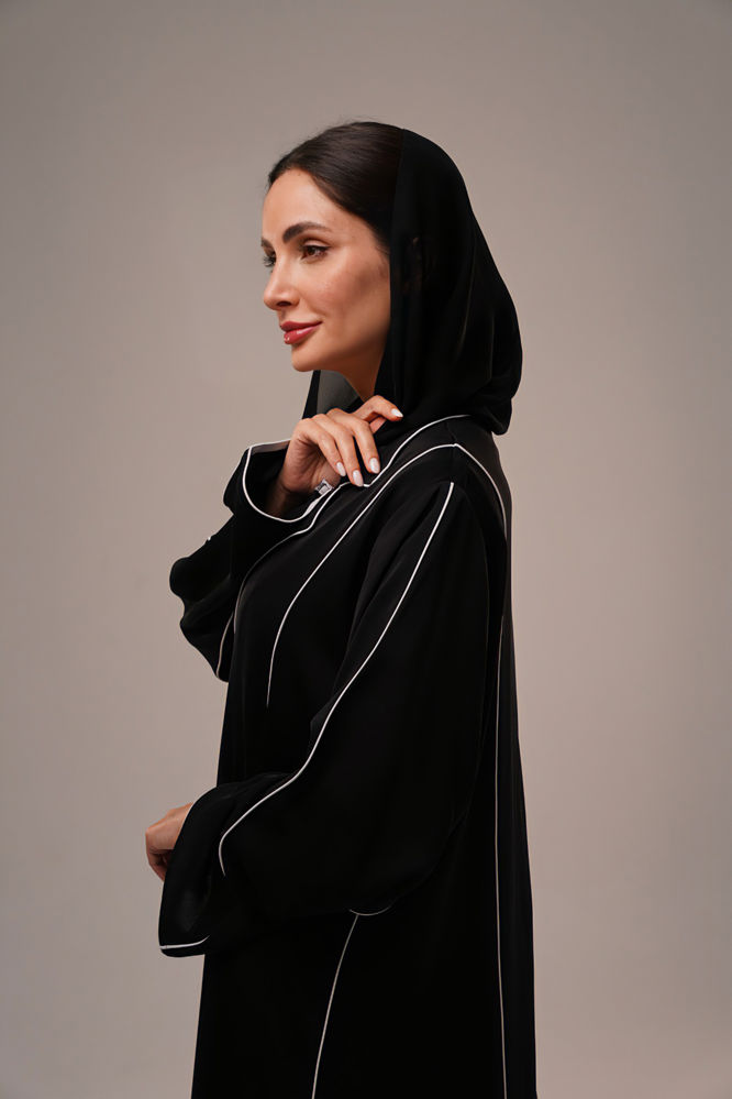 Classic black abaya with white lines_thumbnail_3