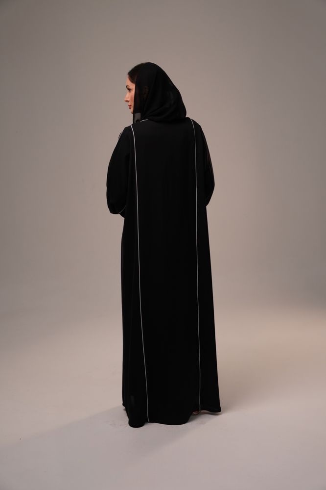 Classic black abaya with white lines_thumbnail_4