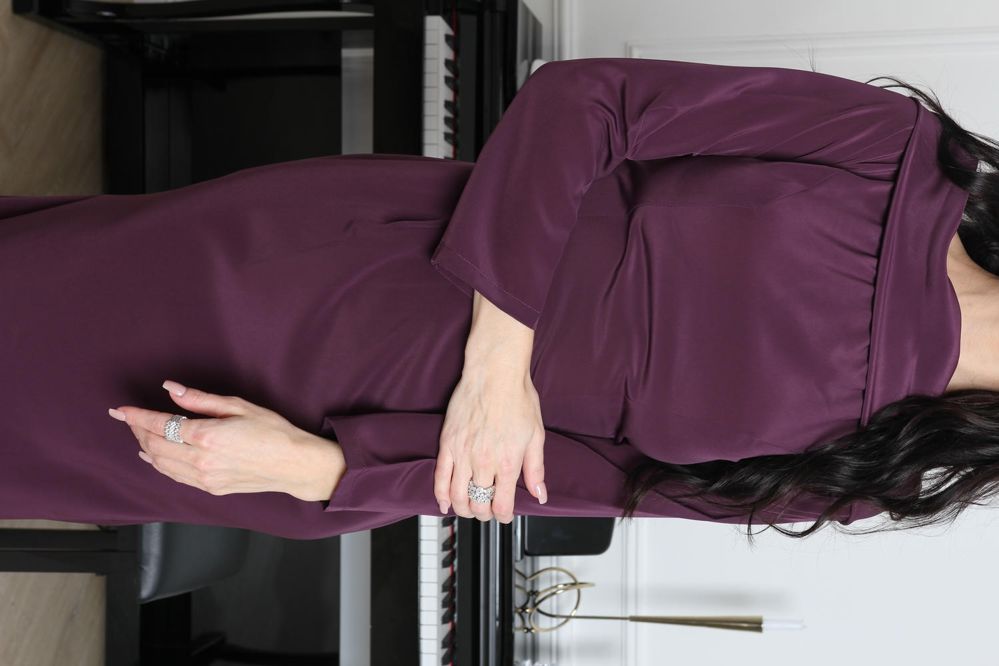  Elegant Evening Dress - Plum Purple_thumbnail_1