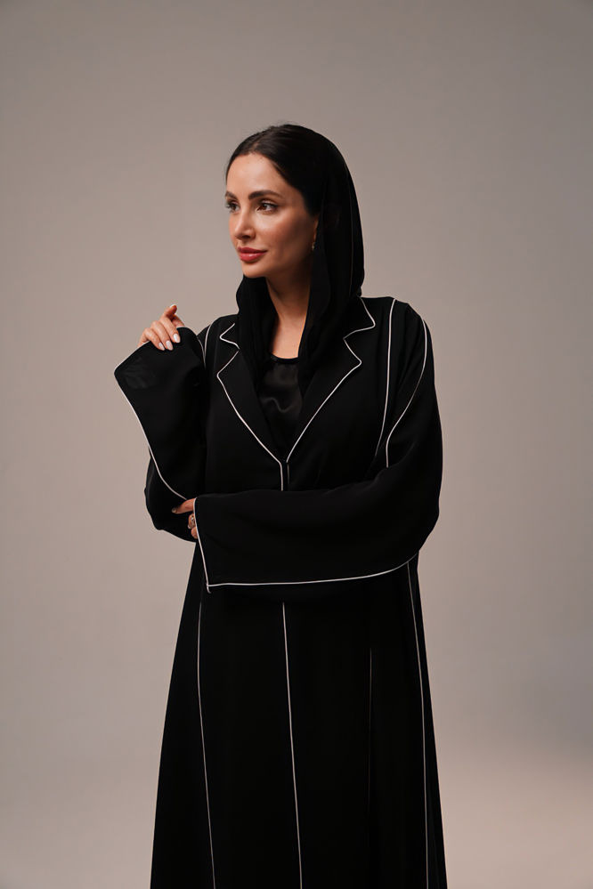 Classic black abaya with white lines_thumbnail_2