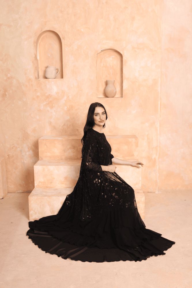 Chiffon Abaya with Inner Lining and Black Shayla_thumbnail_2