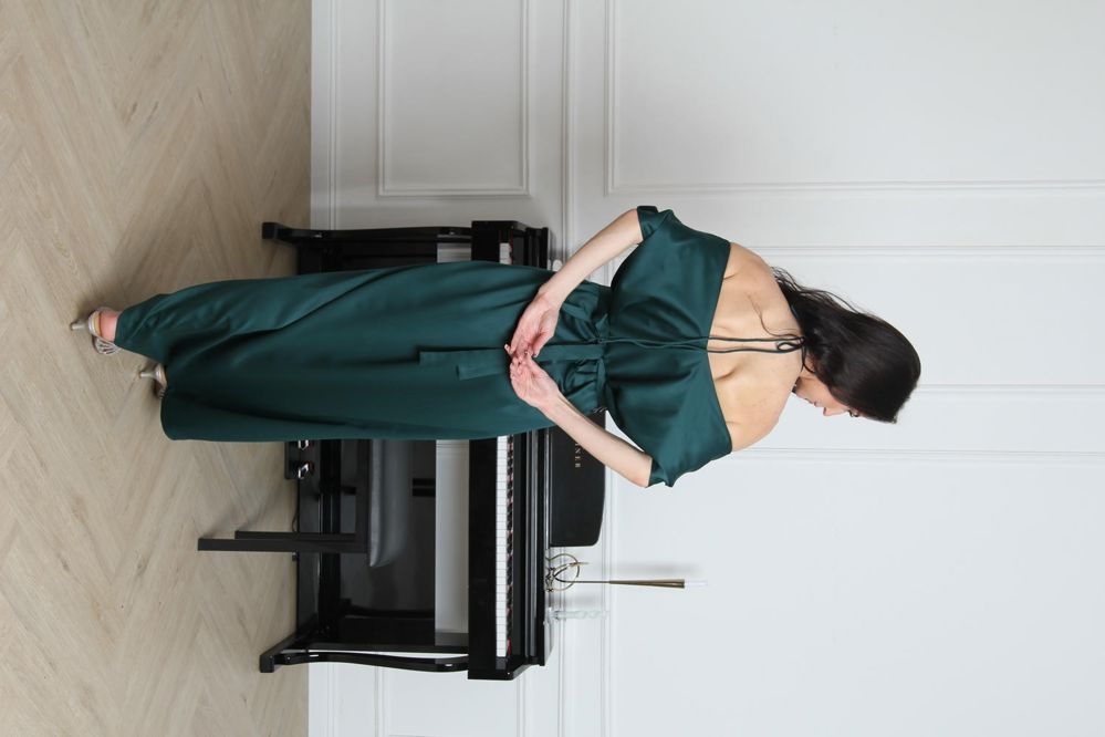 Plain  green silk_thumbnail_3