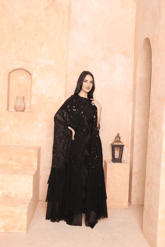 Chiffon Abaya with Inner Lining and Black Shayla_thumbnail_3